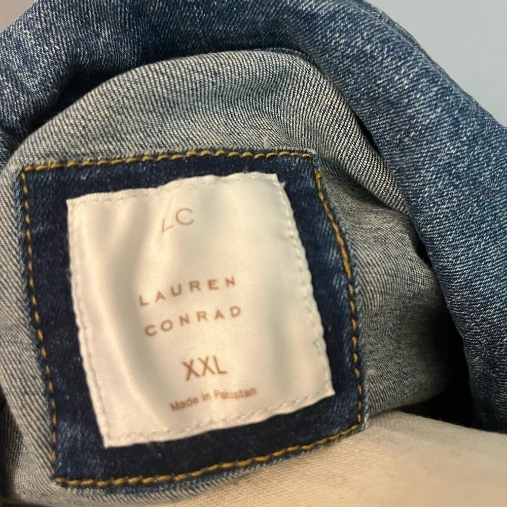 EUC LAUREN CONRAD Blue Denim Blue Jean women’s jacket button down cott…